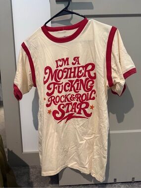 Cream & Red Graphic Ringer Tee - I'm A Mother Rock & Roll Star counting crows